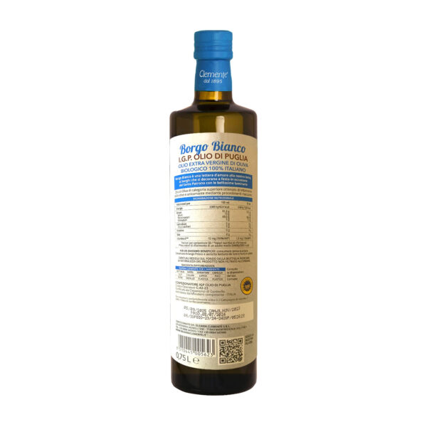 Olio Extravergine 100% IGP e Biologico "Borgo Bianco" - 750ml retro